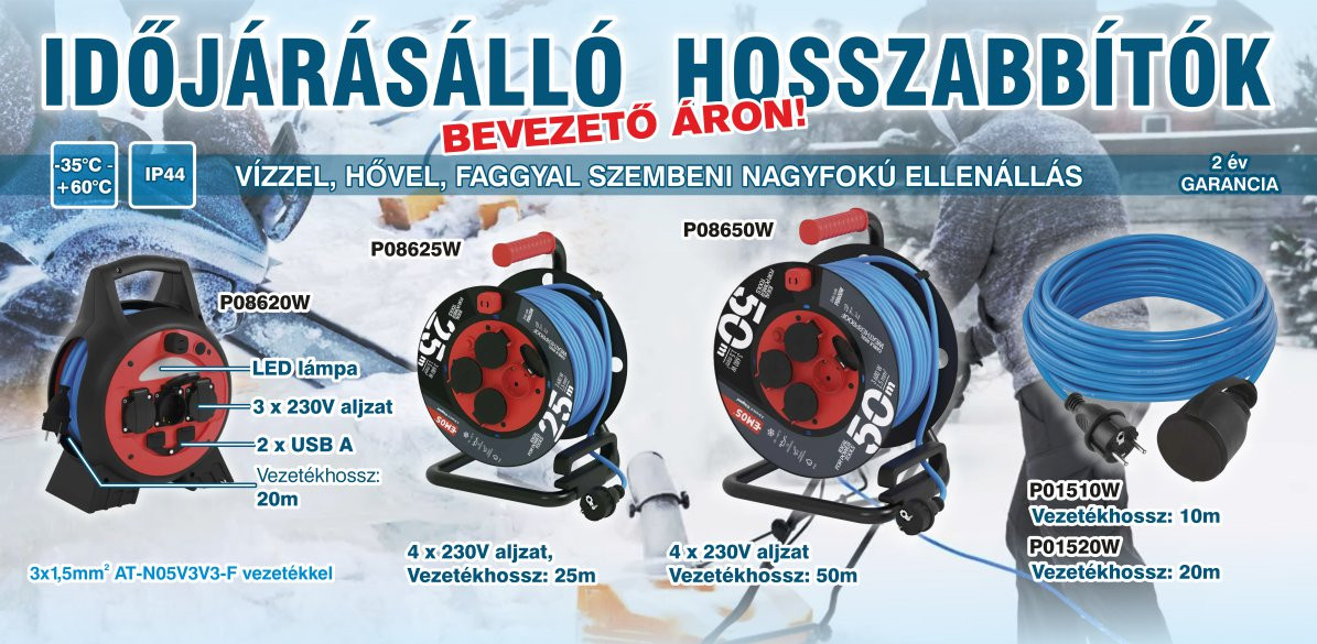 kültéri dobos hosszabbítók hidegben is használható
