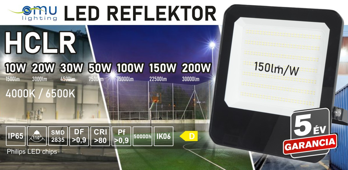nagy fényű LED reflektor 5 év garancia