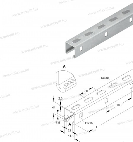 Niedax-C-sin-C-Profil-SW22mm41x41x3000mm2996Z-3-FL-meretek