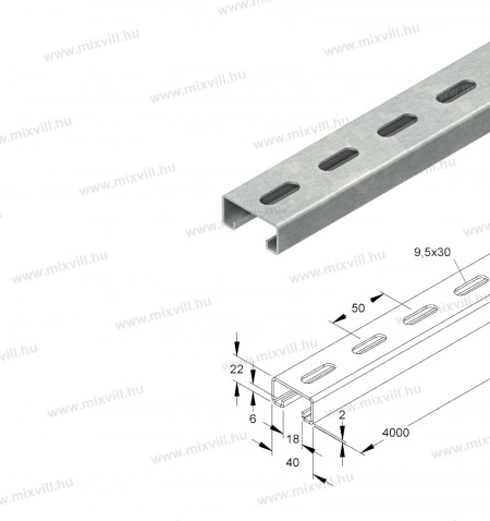 Niedax-C-sin-C-Profil-SW18mm-40x22x2000mm-2996Z-3-FL-meretek