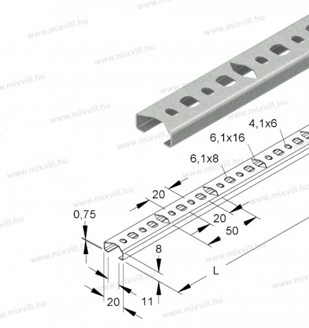 Niedax-2910-2-SQA-C-sin-c-Profilsin-SW11mm-20x8x2000mm-meretek