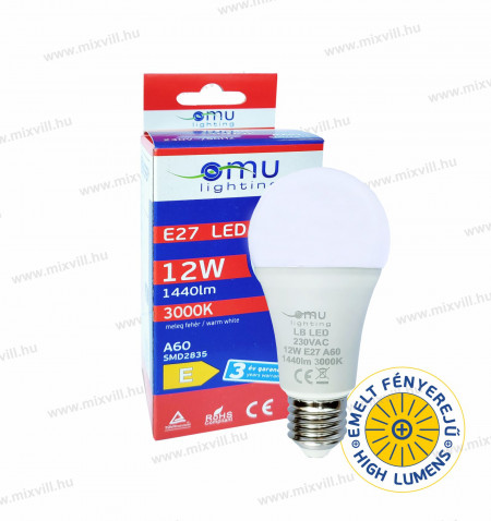 LED-izzo-A60-e27-12W-hagyomanyos-3000k-meleg-feher-omu-lighting-foglalat-izzo-emelt-fenyero