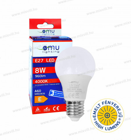 LED-izzo-A60-e27-8W-hagyomanyos-4000k-termeszetes-napfeny-feher-omu-lighting-emelt-fenyu-lampa