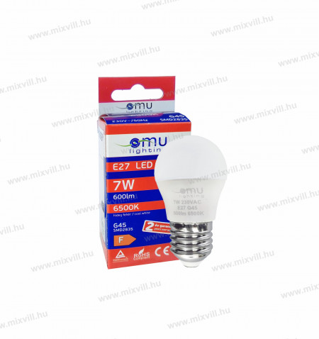 LED-izzo-g45-e27-7W-hagyomanyos-6500k-hideg-feher-omu-lighting-foglalat-izzo-kisgomb