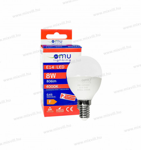 LED-izzo-G45-e14-8W-hagyomanyos-4000k-semleges-napfeny-feher-omu-lighting-foglalat-izzo-kisgomb