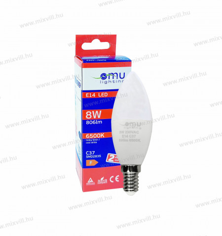 LED-izzo-C37-e14-8W-6500k-hideg-feher-omu-lighting-foglalat-izzo-csillar-gyertya-ego