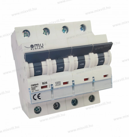 Omu system OMB45-4,5kA-kismegszakító-B-25A-4-polus