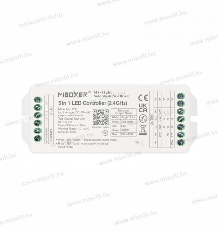 MiBoxer-Group-Control-zona-vezerlo-5-az-1-ben-DIM+WW-CW-RGB-RGBW-RGB+CCT-10A-ch-PR5
