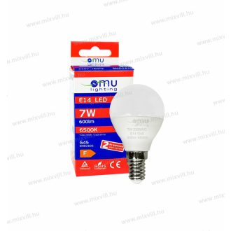   OMU Lighting LED izzó E14 G45 7W 600lm 6500K hideg fehér garancia 2 év LBE14G457.06006500
