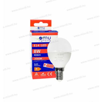   OMU Lighting LED izzó E14 G45 8W 806lm 3000K meleg fehér garancia 2 év LBE14G458.08063000