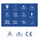 OMU Lighting LED izzó E14 R50 spot 5W 470lm 4000K természetes fehér garancia 2 év LBE14R505.04704000