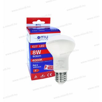   OMU Lighting LED izzó E27 R63 8W 806lm 4000K természetes fehér emelt fényű garancia 3 év LBE27R638.0
