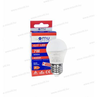   OMU Lighting LED izzó E27 G45 7W 600lm 4000K természetes fehér garancia 2 év
