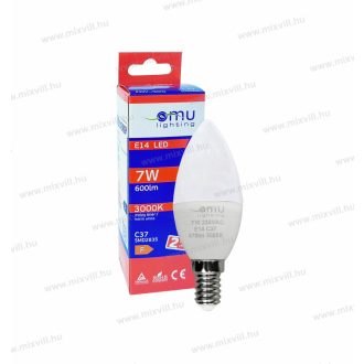   OMU Lighting LED izzó E14 C37 gyertya 7W 600lm 3000K meleg fehér garancia 2 év LBE14C377.06003000