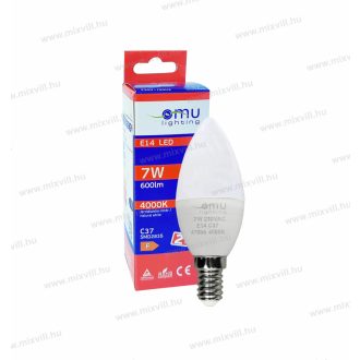   OMU Lighting LED izzó E14 C37 gyertya 7W 600lm 4000K természetes fehér garancia 2 év