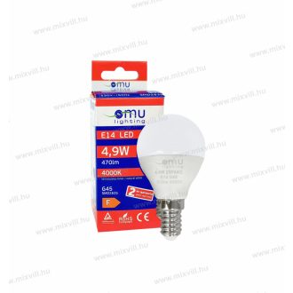   OMU Lighting LED izzó E14 G45 4,9W 470lm 4000K természetes fehér garancia 2 év LBE14G454.94704000