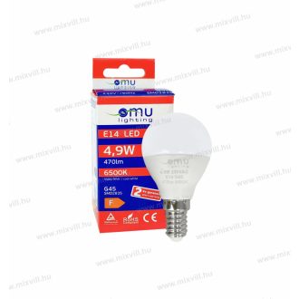  OMU Lighting LED izzó E14 G45 4,9W 470lm 6500K hideg fehér garancia 2 év LBE14G454.94706500