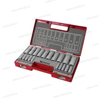   Fortum 4700012 hosszított dugófej készlet 1/2", 1/4", 20db: 61CrV5