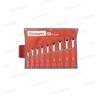   Fortum 4720104 racsnis csillag-villás klt. 9db 61CrV5/S2, mattkróm, műanyag tartó+vászon