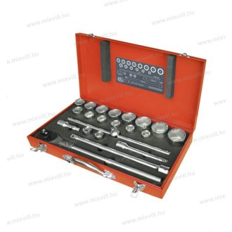   Extol 8818350 dugókulcs készlet 22db: 3/4", 19-50mm, CV., 24 fogú racsni, fém doboz