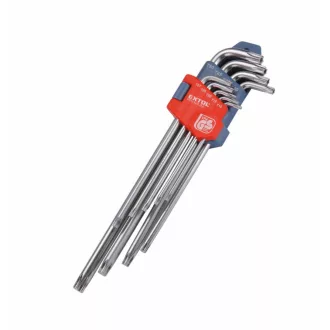   Extol 8819412 torx kulcs készlet 9 db extra hosszú T10-T50 hosszú szár tömör a rövid szár lyukas CV