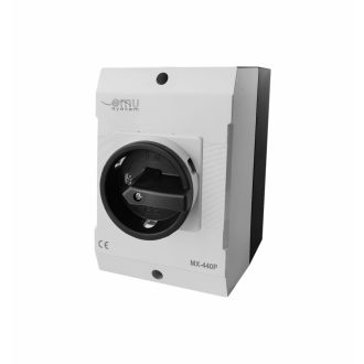   OMU system MX-440P 4 pólusú 40A tokozott ipari ki-be kapcsoló 4x40A IP65 forgócsapos lakatolható