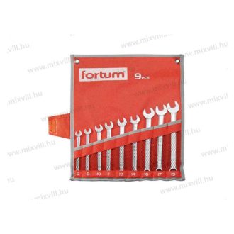   Fortum 4730202 csillag-villás kulcs készlet 9db, 6-19mm 61CrV5, mattkróm, vászon tok
