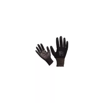   Extol 865107 Kötött kesztyű fekete nylon, L-es méret 9', poliuretánba mártott teny. és ujjhegy gumír