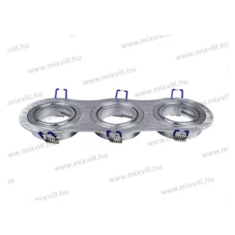   V-TAC SKU-3604 SPOT beépíthető tripla lámpa keret szálcsiszolt ALU kerek billenthető 235x75mm kivágá
