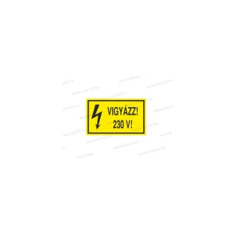 Vigyázz! 230V! - öntapadó matrica 100x60mm ERV062001