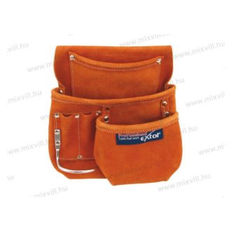   Extol 421 szerszámtáska ácsoknak, bőr, övre fűzhető: 6 zsebbel