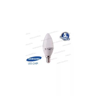   V-TAC SKU-111 LED lámpa E14 gyertya 7W 3000K 600lm 200° vil.szög Samsung Chip 5 Év Garancia A+