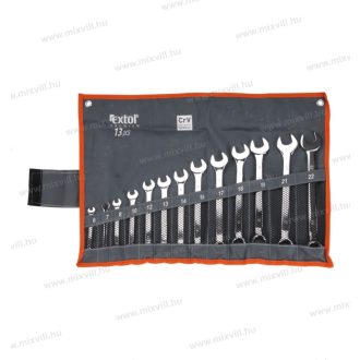  Extol 6733 csillag-villás kulcs készlet, CrV, elliptikus vászon tartóban 13db, 6-22mm