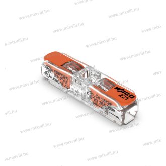   WAGO 221-2411 egyenes kompakt vezetékösszekötő tömör 2x0,2-4mm2, sodrott 2x0,2-2,5mm2 vezetékhez