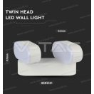 V-TAC SKU-8292 Fali lámpa forgatható 2x6W 1100lm 3000k fehér IP65