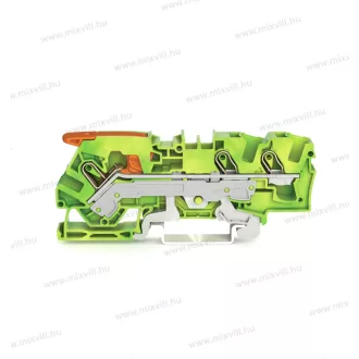   WAGO 2106-1307 Topjob S Push-in Cage Clamp 3 vezetékes átmenő földelő sorkapocs működtető karral 0,5-10mm2 41A zöld/sárga