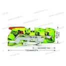 WAGO 2116-1307 Topjob S Push-in Cage Clamp 3P sorkapocs működtető karral (0,5...16mm2) 76A zöld-sárg