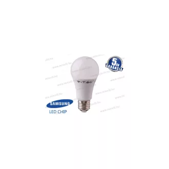   V-TAC SKU-231 LED lámpa E27 gömb A60 11W 3000K 1055lm 200° vil.szög Samsung Chip 5 év garancia A+
