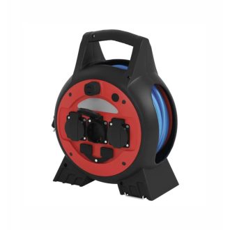   20m kábeldob kültéri fagyásálló hőálló hosszabbító 3x2+F dugalj 2 USB aljzat lámpával IP44 P08620W