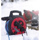 20m kábeldob kültéri fagyásálló hőálló hosszabbító 3x2+F dugalj 2 USB aljzat lámpával IP44 P08620W