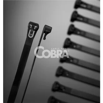   COBRA 962103 nyitható, oldható fekete kötegelő, gyorskötöző 250x7,6mm kábelkötegelő