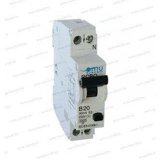   RCBO 2 pólusú 1 modulos 20A B 30mA FI-relé + kismegszakító 4,5kA