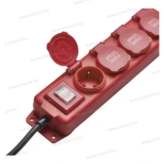   Emos P14231 hosszabbító 3m 4 aljzat kapcsolós fekete-piros gumi-neoprén 1,5mm2