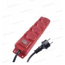 Emos P14231 hosszabbító 3m 4 aljzat kapcsolós fekete-piros gumi-neoprén 1,5mm2