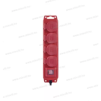   Emos P14251 Hosszabbító 5 m 4 aljzat kapcsolós fekete-piros gumi-neoprén H07RN-F 3x1,5 mm2