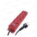 Emos P14251 Hosszabbító 5 m 4 aljzat kapcsolós fekete-piros gumi-neoprén H07RN-F 3x1,5 mm2