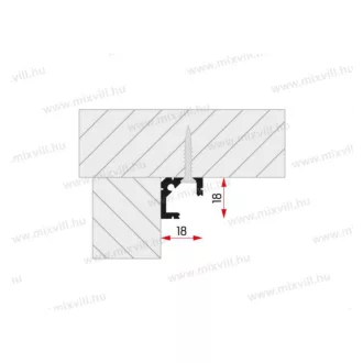 Led sarok aluprofil LL-07 3m/szál 45° 134700/3
