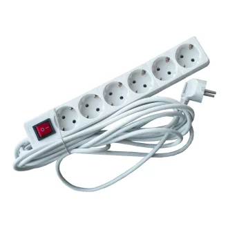   MXHS-06/5K 6-os elosztó 5m 3x1,5mm2 vezetékkel, kapcsolóval