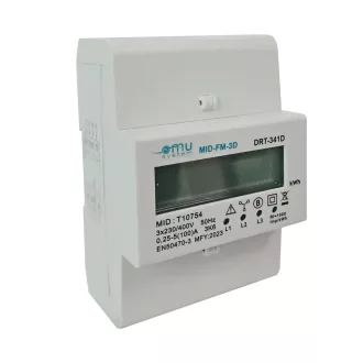   OMU system MID-FM-3D 3x100A digitális hitelesített fogyasztásmérő 3 fázisú direkt 4 modul 1000 imp.