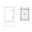 UVPB-5035A 500x350x190mm IP55/65 műanyag elosztószekrény átlátszó ajtó UV álló halogénmentes